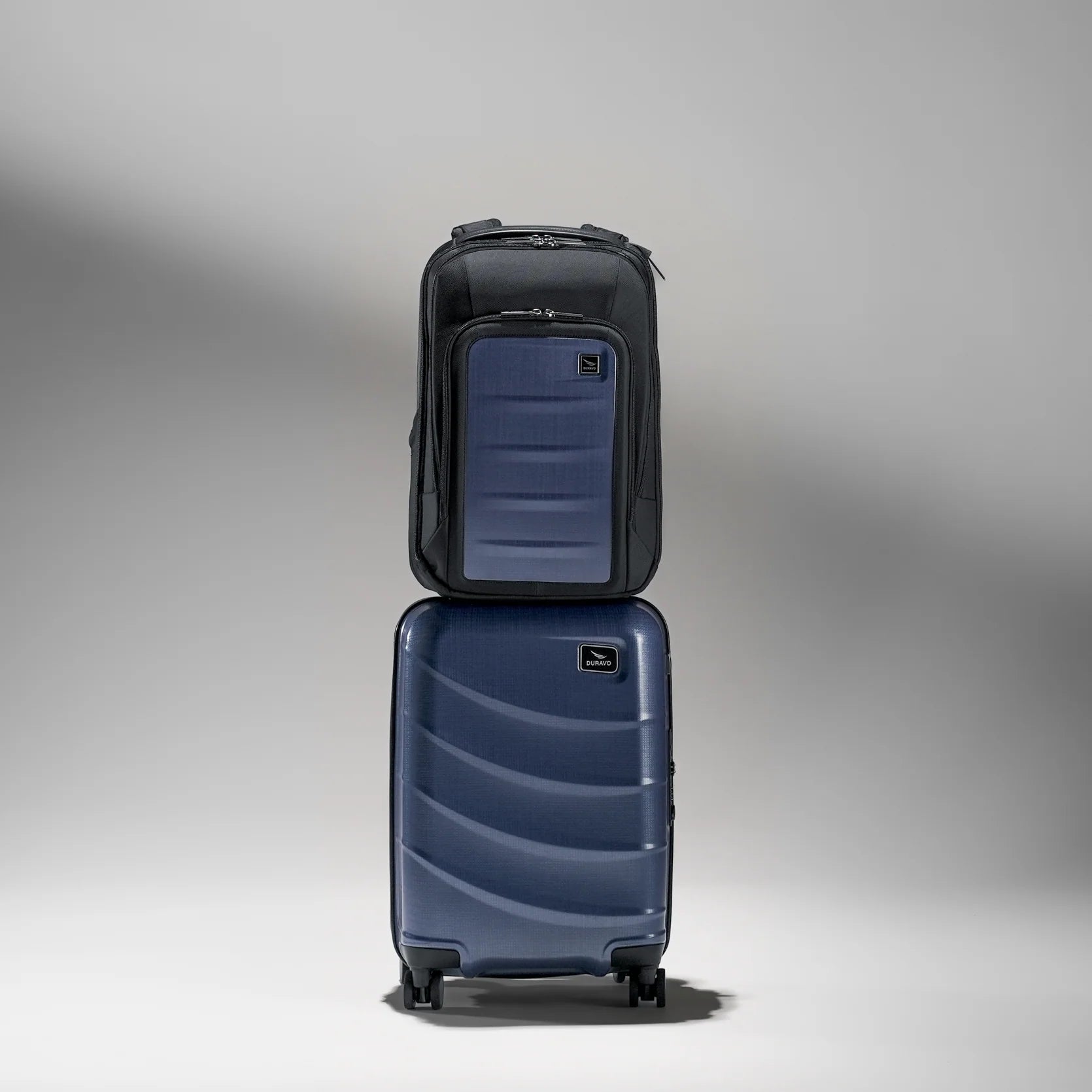Jetsetter Blue Travel Set — Expandable Carry-On Luggage with Venture Full Backpack