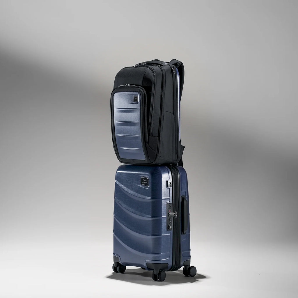 Jetsetter Blue Travel Set — Expandable Carry-On Luggage with Venture Full Backpack