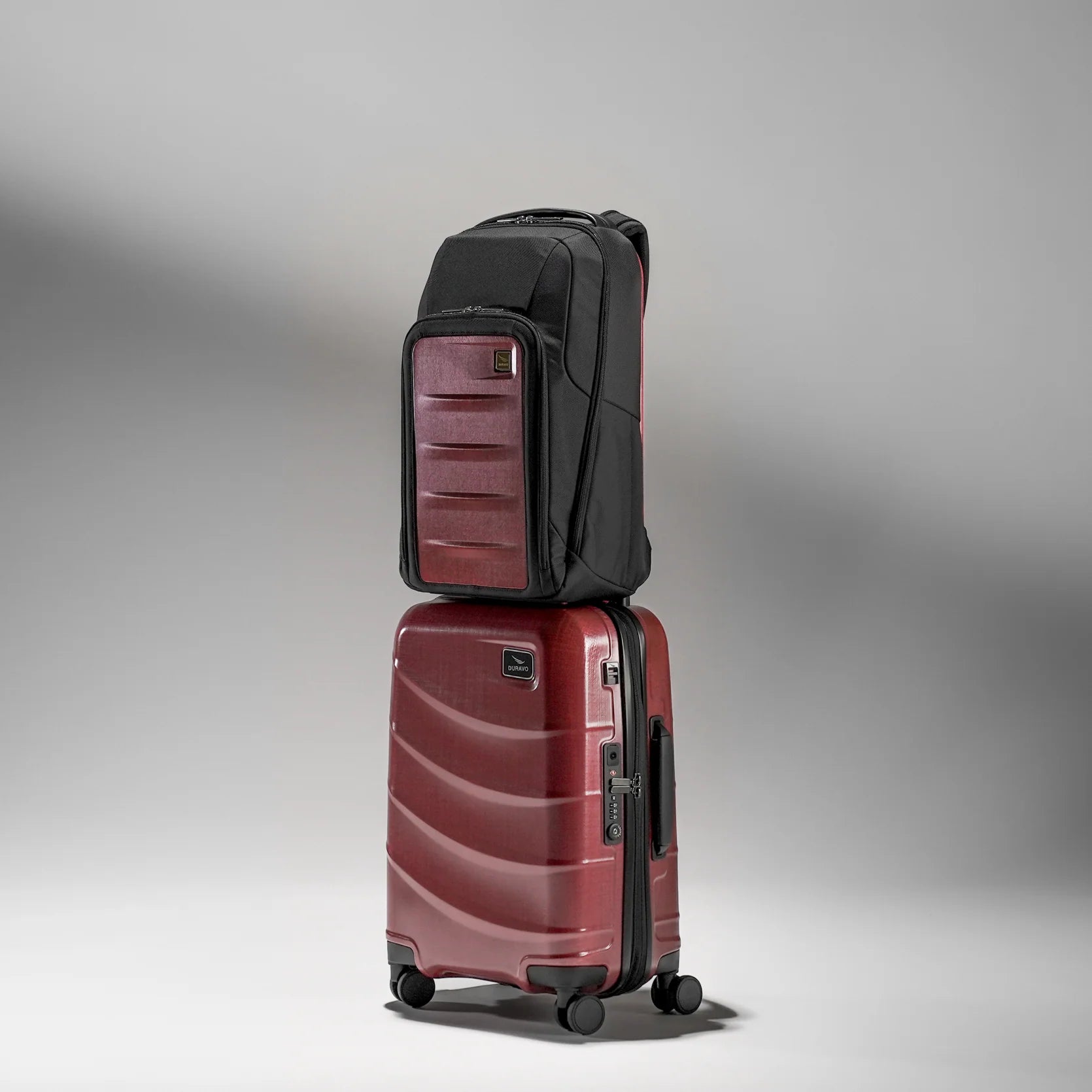 Adventurer Red Travel Set — Expandable Carry-On Luggage with Venture Slim Backpack